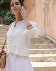 White Crinkle Tunic Top