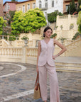Pink Skin Waist Coat Set