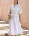 White Crinkle Tunic Top