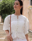 White Crinkle Tunic Top