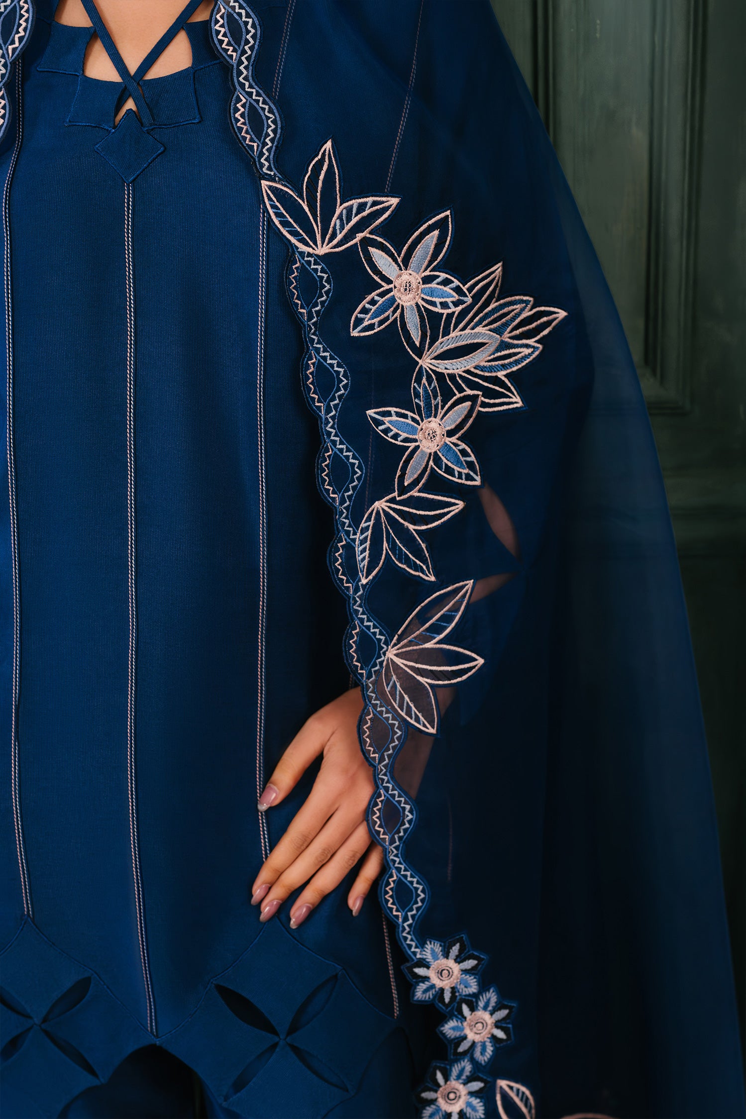 Blue Brocade Matching Set