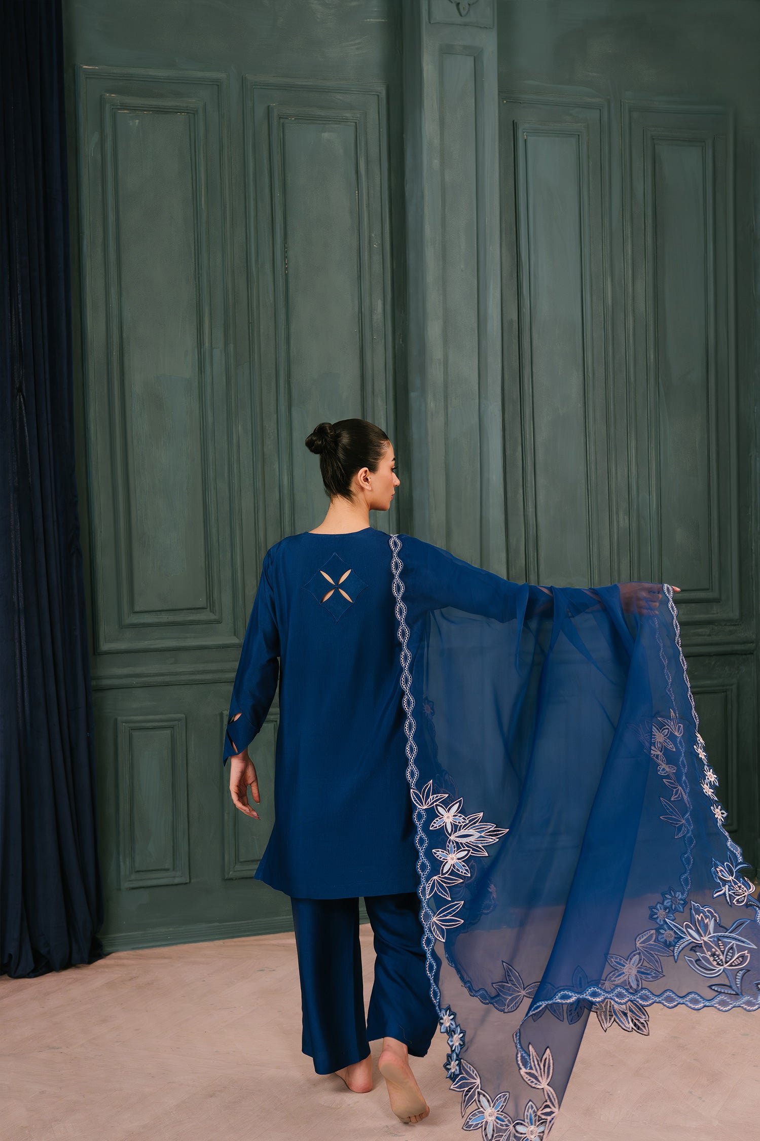 Blue Brocade Matching Set