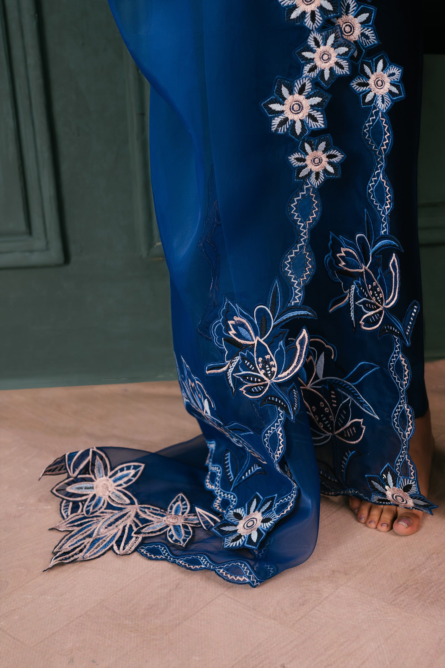 Blue Brocade Matching Set