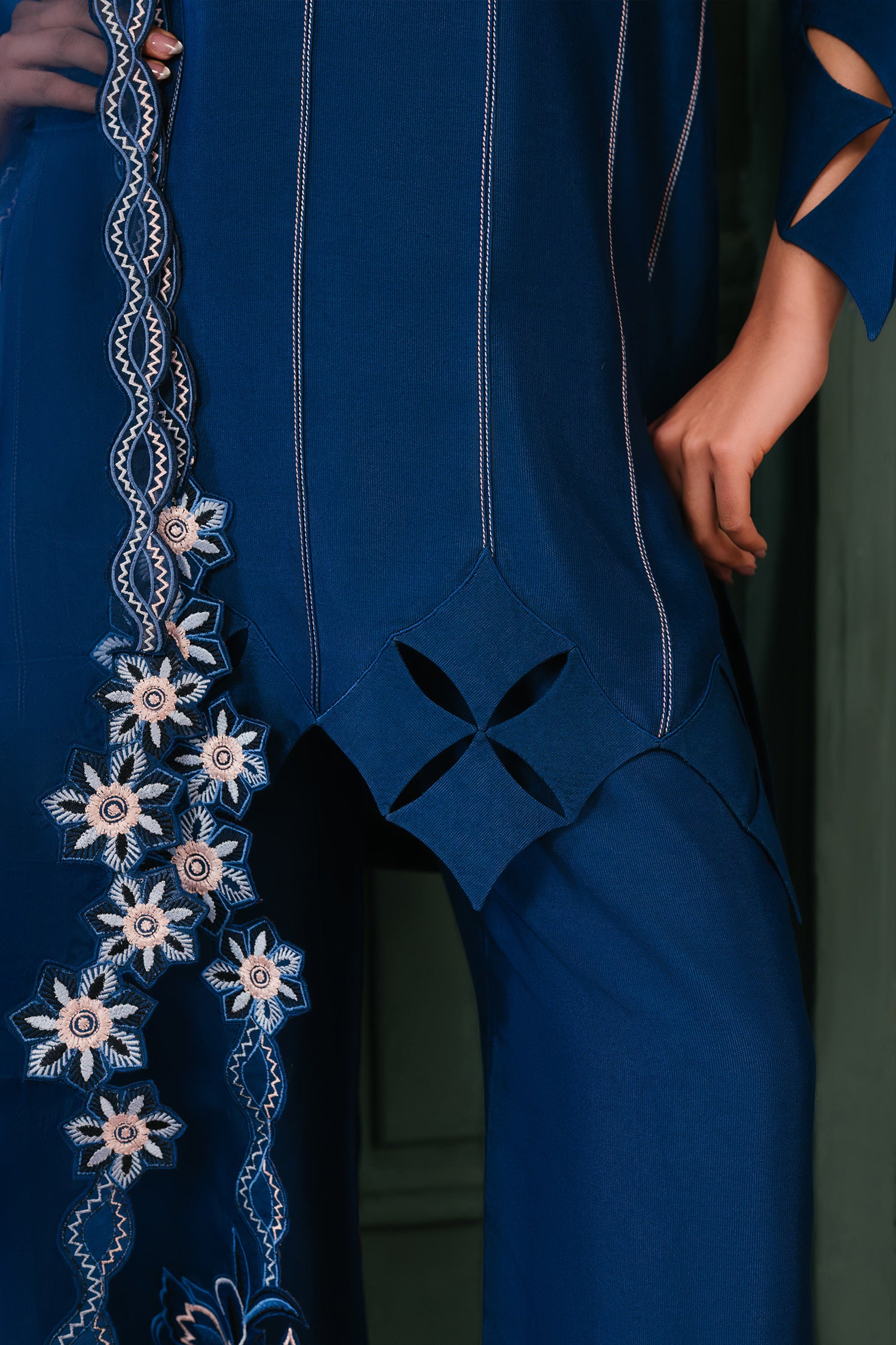 Blue Brocade Matching Set