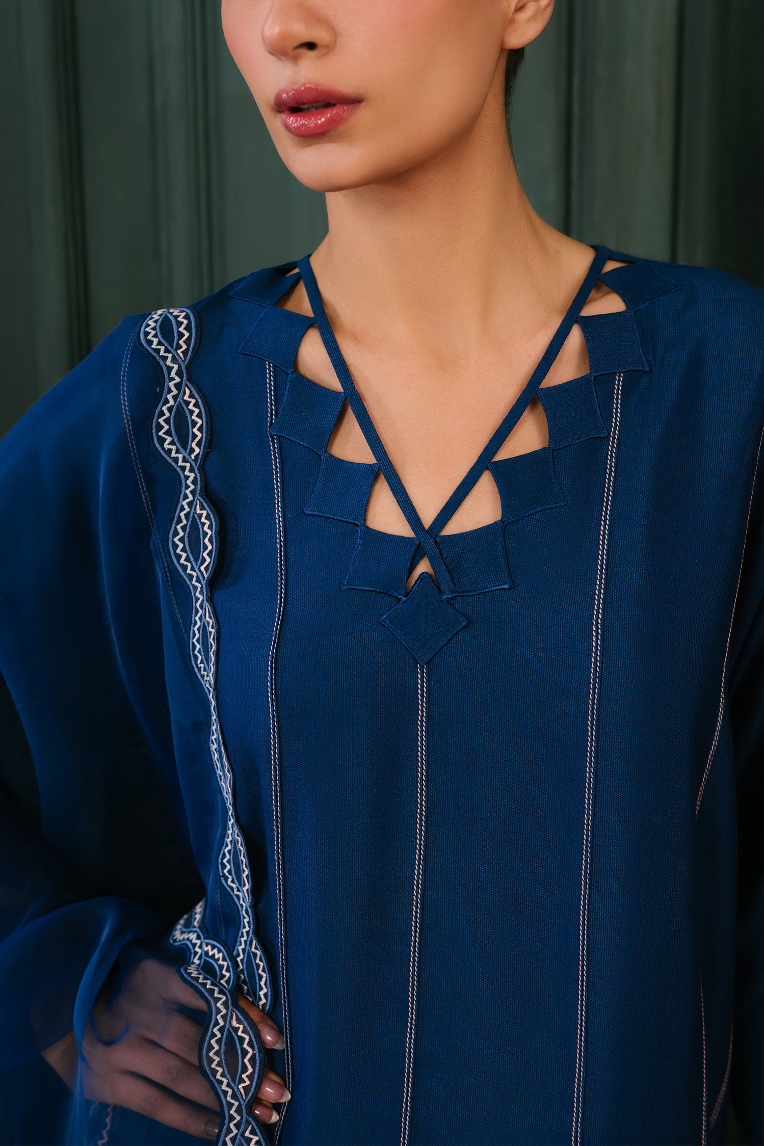 Blue Brocade Matching Set